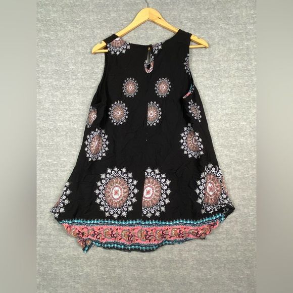 Simply Aster Womens Multicolored Mandala Designed Sleeveless Pulover Blouse 1X - Picture 2 of 11